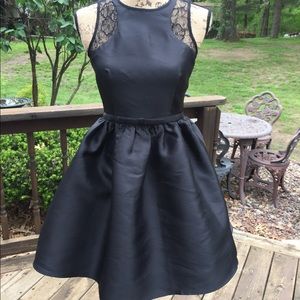 Black Satin Fit and Flare Homecoming/Prom Dress